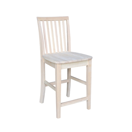 INTERNATIONAL CONCEPTS Mission Counter Height Stool, 24" Seat Height, Unfinished 265-24